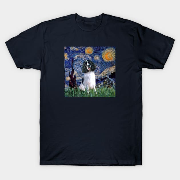 Starry Night Adapted to Include an English Springer Spaniel T-Shirt by Dogs Galore and More